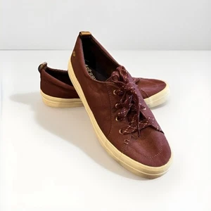 Sperry Women's Crest Vibe Canvas Sparkle Sneakers Burgundy Gold Size 10 M - Picture 1 of 6