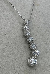 1.5 TW Diamond 14k White Gold Journey Pendant Necklace - 18", 3.4G - Picture 1 of 11