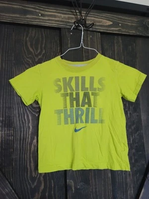 Nike T-Shirt Boys Size 6 (M) Yellow Green Skills That Thrill Shirt EUC Free Ship - Image 1 of 3