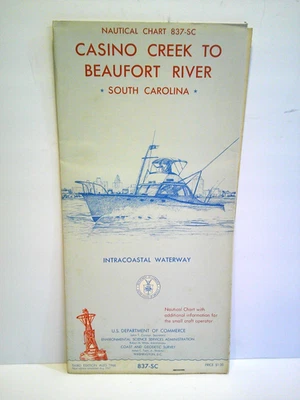 Gráfico náutico 1966 837-SC Casino Creek a Beaufort River SC agua intercostera Foto 1 de 4
