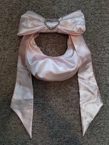 Sugar Thrillz Pink Bow Satin Purse Shoulder Bag Heart Gems NWOT Girly Small - Picture 1 of 7