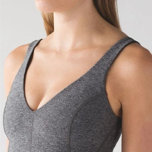Lululemon Contour Tank meliert schwarz Gr. 8 V-Ausschnitt integrierter BH Fitnessstudio Athleisure - Bild 1 von 5