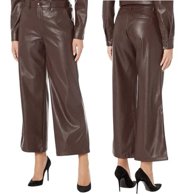 Kut From The Kloth Chocolate Brown Faux Leather Wide Leg Pants Size 16 Aubrielle - Image 1 of 4