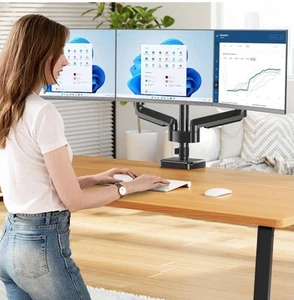 Triple Monitor Desk Mount MOUNT PRO Articulating Gas Spring Arm 3 Screens 13-27” - Photo 1/9