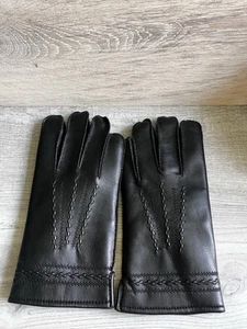 Men's Large Black Faux Leather Vinyl Driving Gloves - Picture 1 of 2