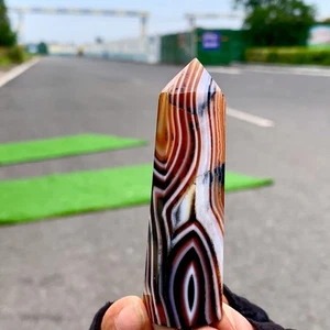 61G Natural red sardonyx striped agate Tower crystal mineral column Healing - Picture 1 of 22