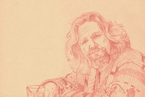 THE BIG LEBOWSKI Original Art Print The DUDE Poster Blu mondo Sweater Bowling - Picture 1 of 1