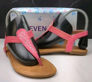 Steven Ella Girl's Rhinestone Thong Sandal, Coral, sz 4 - Picture 1 of 10