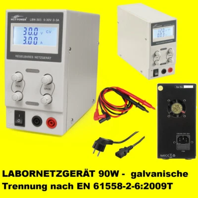 Labornetzgerät McPower LBN-303 90W 0-30 V 0-10A regelbar LCD Netzteil +Prüfkabel - Bild 1 von 4
