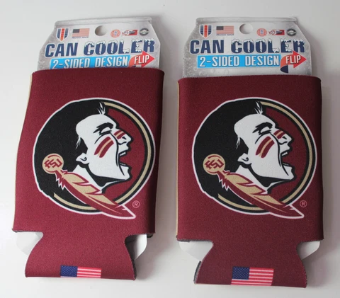 Florida State Seminoles NCAA Gift Set of 2 Classic Can Coolers Coozies NEW Cover