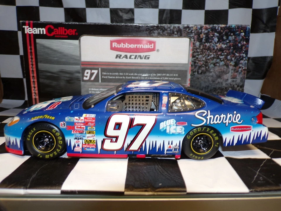 Kurt Busch #97 BLUE ICE 2003 Taurus 1:24 Scala Team Caliber NASCAR - Immagine 1 di 4