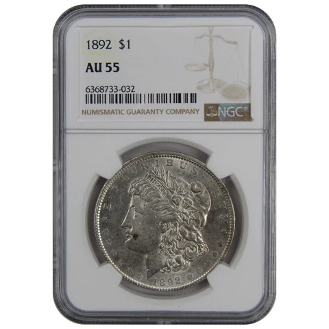1892 Morgan Dollar AU 55 NGC 90% Silver US Coin SKU:I2280 Cover