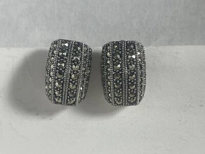 Sterling Schokolade Kristall große Ohrstecker Clip On Sterling Silber 925  - Bild 1 von 8