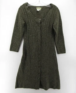 The Territory Ahead Dress Women Small Petites Green Silk Wool Sweater Button Up - Picture 1 of 9