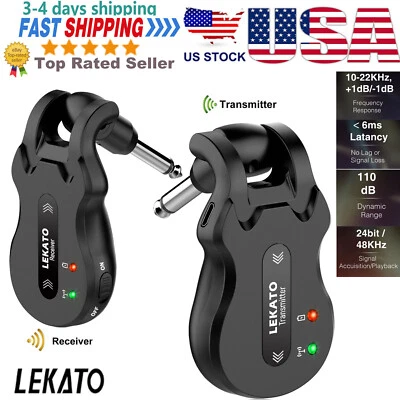 Lekato 5.8GHz Wireless Guitar System Transmitter Receiver fit Bass Digital 100ft - Image 1 of 4