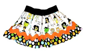 Sweetbirds Girls Halloween Ghoal Gathered Elastic Waist Skirt Orange Rickrack 4T - Picture 1 of 5