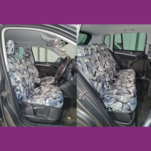 VW Volkswagen Tiguan 2007-2016 Waterproof Grey Camo Front & Rear Seat Covers - Picture 1 of 5