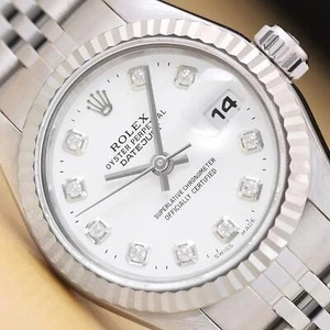 ROLEX LADIES DATEJUST 79174 WHITE DIAMOND DIAL 18K WHITE GOLD STEEL WATCH - Picture 1 of 8