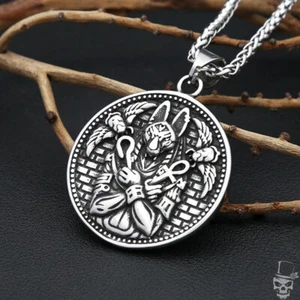 Collar Colgante Anubis Egipcio Acero Inoxidable 316L Anillos Esculpidos™ | 50/60/70cm - Imagen 1 de 10