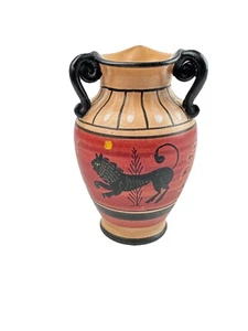 Vintage ARS Artigiana Deruta Italy Painted Art Pottery Vase Animals 60’s - Picture 1 of 11