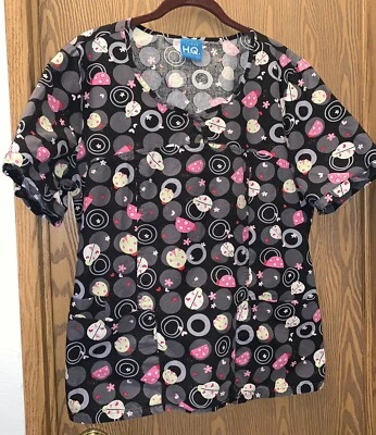 Scrub H.Q. Ladybugs Scrub Top Size L - Image 1 of 4