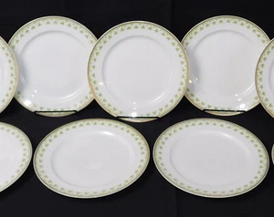 9 Antique Charles Field Haviland Limoges 8.5" Plates Green Floral and Gold Trim - Picture 1 of 7