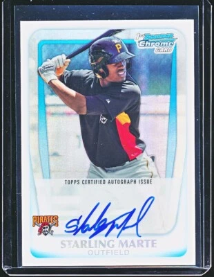 STARLING MARTE 2011 BOWMAN REFRATOR CROMADO AUTÓGRAFO AUTOGRAFADO 1º ROOKIE RC 467/500 - Imagem 1 de 2