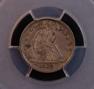 1838 Seated Half Dime "No Drapery, Large Stars" - PCGS AU53 - Lovely Original! - Picture 1 of 11