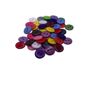 100Pcs 12mm Mixed Buttons Many Colours Flatback 2 Hole Resin Crafts Scrapbook - Picture 1 of 10