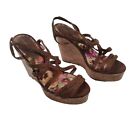 Madden Girl Tan Luxe Napa Elsa Strappy BoHo Summer 5 Inch Wedges Size 9 / 40
