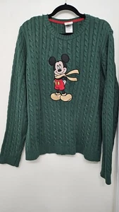Vintage Disney Store Mickey Mouse Pullover Men's Sweater Green Size LARGE - Picture 1 of 5
