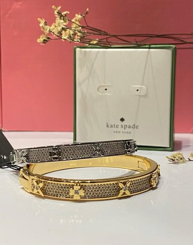 2x Bracciale Pave Cerniera Firmato Kate Spade New York Heritage Bloom Oro Argento £160