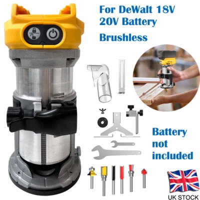 Cordless Hand Palm Router Wood Working Joiners Tool for DeWalt 18/20V Battery UK - Image 1 of 4