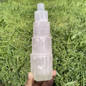 Torre de cristal tallada a mano de cuarzo yeso natural 870 g Reiki curación 1 pieza, k4458 - Imagen 1 de 11