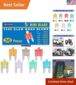Essential 50 Stück Mini Blade Sicherungen - Einfache Glühidentifizierung für Fahrzeugsicherheit - Bild 1 von 9
