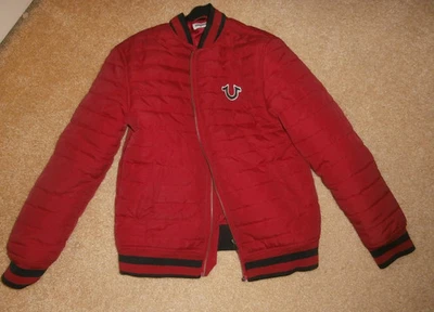 Chaqueta True Religion Puffer Capucha Herradura Logo lDIES talla s/p Negro Rojo Cremallera Foto 1 de 3
