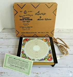 Bandeja caliente eléctrica vintage Mid Century calentador de alimentos frutas sellado stock muerto - Imagen 1 de 9