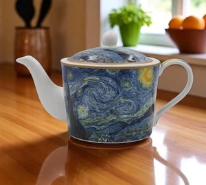 UK Based Fine China 2 Cup Van Gogh Starry Nigh Teapot Gift Boxed For Tea 96710 - Picture 1 of 9