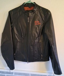 Chaqueta de montar Harley Davidson para mujer de cuero negra mediana VER TODAS LAS FOTOS   - Imagen 1 de 13