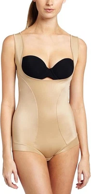 Maidenform Open Bust Firm Control Shapewear Body Shaper Bodysuit Beige Sz Large - Image 1 of 4