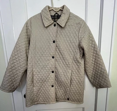 Chaqueta acolchada BARBOUR a medida peso mosca, crema damas talla US 8 Foto 1 de 4