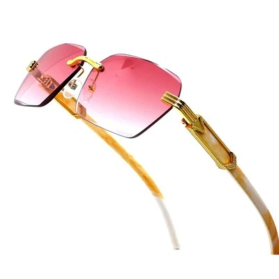 Очки солнцезащитные без оправы розовые линзы золотая оправа модные очки модные солнцезащитные очки Gafas - Изображение 1 из 4
