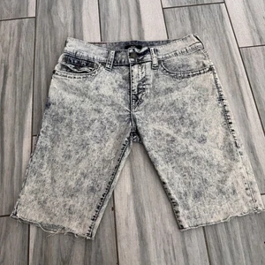 Pantaloncini jeans uomo True Religion Ricky relaxed denim dritto taglia 32 orlo sfilacciato - Foto 1 di 9
