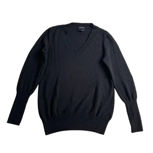 J. Crew Italian Cashmere Sweater Womens Large Black V Neck Knit Long Sleeve Top - Picture 1 of 11
