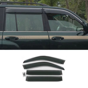 For Land Cruiser LC100 4700 Window Visors Sun Rain Guard Deflector W/Chrome Trim - Bild 1 von 3
