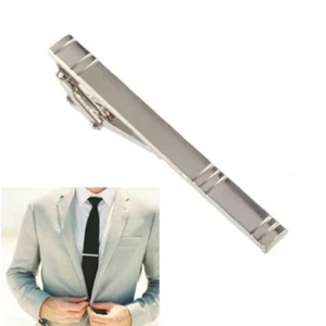 Silver Formal Metal Tie Clip Holder 60mm Stainless Steel Clasp Mens Bar Pin - Picture 1 of 1