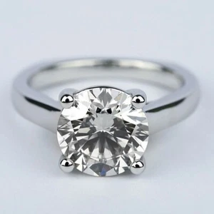 14k White Gold IGI EF-VS Solitaire Round Cut 1.50CT Lab Grown/CVD Diamond Ring - Picture 1 of 19