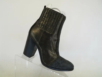 Botas al tobillo Rachel Zoe de cuero negro en relieve serpiente botín para mujer talla 8,5 M Foto 1 de 4