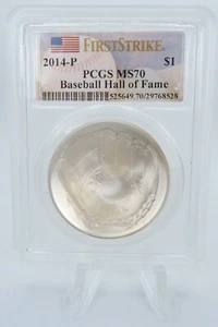 2014-P PCGS MS70 Baseball Hall of Fame Silver Dollar Business Strike $1 - Picture 1 of 2