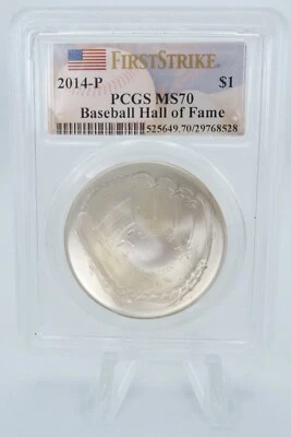 2014-P PCGS MS70 Baseball Hall of Fame Silver Dollar Business Strike $1 - Image 1 of 2